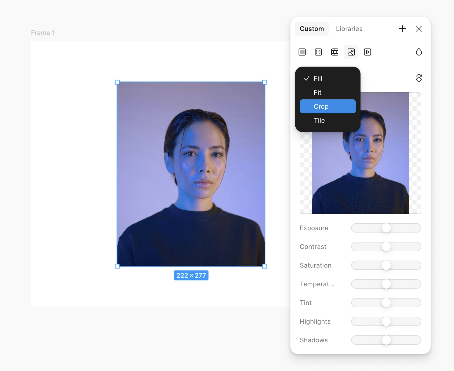 Figma Crop Menu